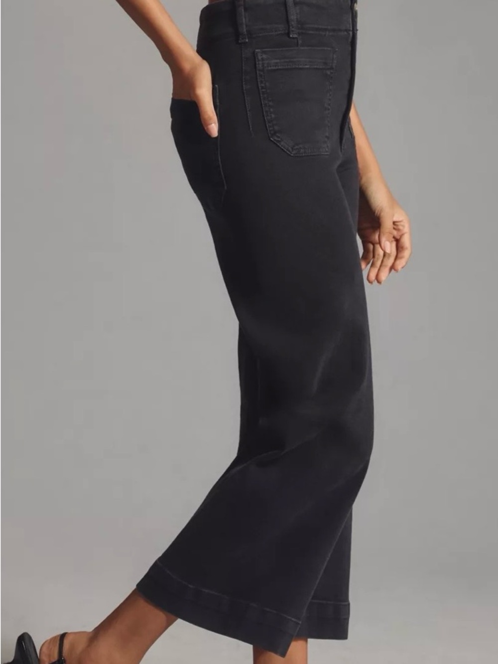 Pilcro The Skipper Black Cropped Wide-Leg Jeans size 28